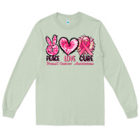 Matcha Peace love cure Breast Cancer Awareness Long Sleeve Tee - FaDigitalArtStudio
