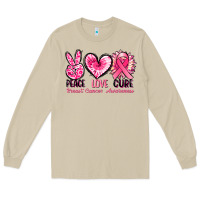 Mushroom Peace love cure Breast Cancer Awareness Long Sleeve Tee - FaDigitalArtStudio