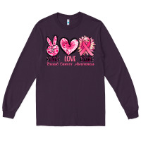Plum Peace love cure Breast Cancer Awareness Long Sleeve Tee - FaDigitalArtStudio
