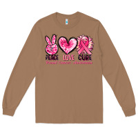 Toasted Coconut Peace love cure Breast Cancer Awareness Long Sleeve Tee - FaDigitalArtStudio
