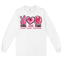 White Peace love cure Breast Cancer Awareness Long Sleeve Tee - FaDigitalArtStudio