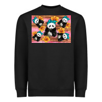 Black Baby panda flowers Heavyweight Sweatshirt - Artiststas