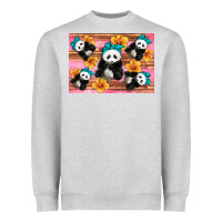 Heather Grey Baby panda flowers Heavyweight Sweatshirt - Artiststas