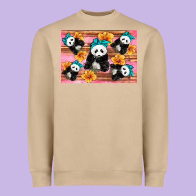 Baby Panda Flowers Heavyweight Sweatshirt Designed By Artiststas