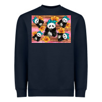 Navy Baby panda flowers Heavyweight Sweatshirt - Artiststas