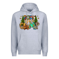 Heather Grey Born To Camp Premium Hoodie - CowhideDigitalArt