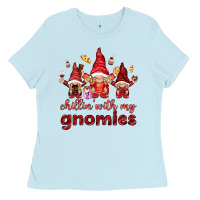 Baby Blue Chilling with my gnomies Valentine's Day Ladies Tee - HowdyJamesFarm