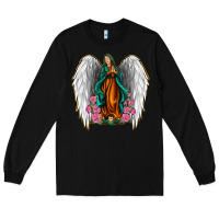 Black Angel Wing Lady of Guadalupe Long Sleeve Tee - Jasminsmagicworld