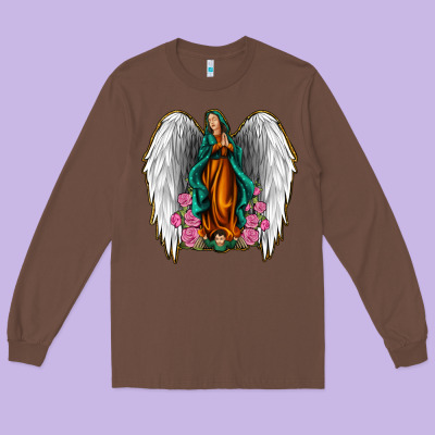 Angel Wing Lady Of Guadalupe Long Sleeve Tee Designed By Jasminsmagicworld