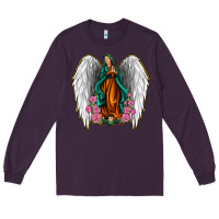 Plum Angel Wing Lady of Guadalupe Long Sleeve Tee - Jasminsmagicworld