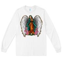 White Angel Wing Lady of Guadalupe Long Sleeve Tee - Jasminsmagicworld