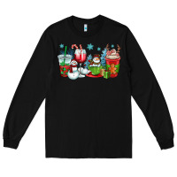 Black christmas snowman coffee cups Long Sleeve Tee - OliviaCreatesArt