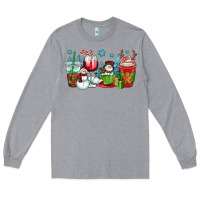 Heather Grey christmas snowman coffee cups Long Sleeve Tee - OliviaCreatesArt