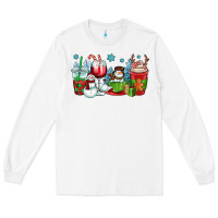 White christmas snowman coffee cups Long Sleeve Tee - OliviaCreatesArt
