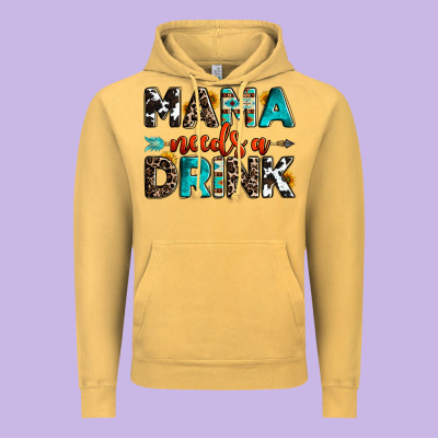 Mama Needs A Drink Vintage Hoodie Designed By Oliviacreatesart