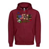 Burgundy Love My Soldier Zipper Hoodie - BarkalooDesign