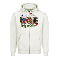 Oatmeal Heather Love My Soldier Zipper Hoodie - BarkalooDesign
