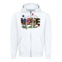 White Love My Soldier Zipper Hoodie - BarkalooDesign