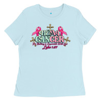 Baby Blue Heal Cancer Luke 1:37 cross Cancer Awareness Ladies Tee - HowdyJamesFarm