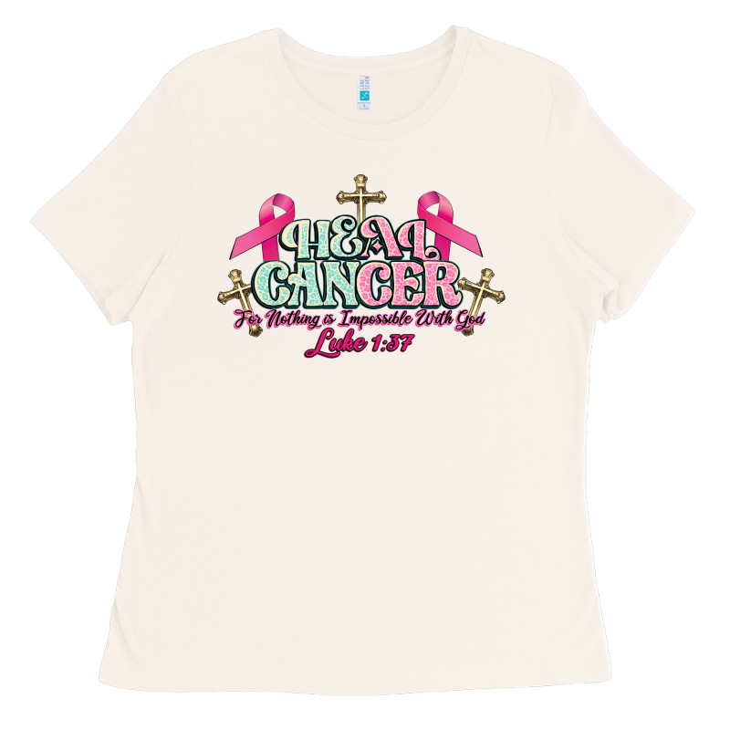 Heal Cancer Luke 1:37 Cross Cancer Awareness Ladies Tee by HowdyJamesFarm | Teevron
