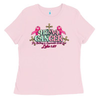 Bubblegum Pink Heal Cancer Luke 1:37 cross Cancer Awareness Ladies Tee - HowdyJamesFarm