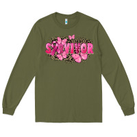 Army Green Survivor Breast Cancer Long Sleeve Tee - FaDigitalArtStudio