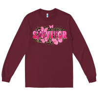 Burgundy Survivor Breast Cancer Long Sleeve Tee - FaDigitalArtStudio