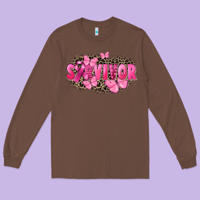 Survivor Breast Cancer Long Sleeve Tee Designed By Fadigitalartstudio