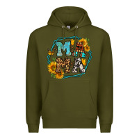 Army Green sunflowers hexagon frame mama Premium Hoodie - Jasminsmagicworld