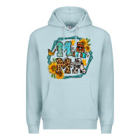 Blue Mist sunflowers hexagon frame mama Premium Hoodie - Jasminsmagicworld