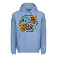 Colony Blue sunflowers hexagon frame mama Premium Hoodie - Jasminsmagicworld