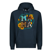 Navy sunflowers hexagon frame mama Premium Hoodie - Jasminsmagicworld