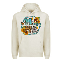 Oatmeal Heather sunflowers hexagon frame mama Premium Hoodie - Jasminsmagicworld