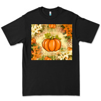 Black Fall Pumpkins with Flowers Premium Tee - texasbilliewilder