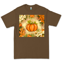 Cacao Fall Pumpkins with Flowers Premium Tee - texasbilliewilder