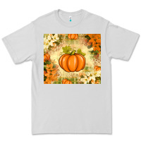 Dove Grey Fall Pumpkins with Flowers Premium Tee - texasbilliewilder