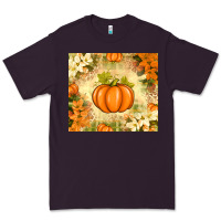 Plum Fall Pumpkins with Flowers Premium Tee - texasbilliewilder