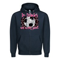 Navy in october we wear pink soccer Zipper Hoodie - BarkalooDesign