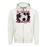 Oatmeal Heather in october we wear pink soccer Zipper Hoodie - BarkalooDesign