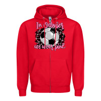 Red in october we wear pink soccer Zipper Hoodie - BarkalooDesign