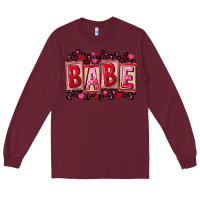Burgundy Valentine's Day babe Long Sleeve Tee - FaDigitalArtStudio