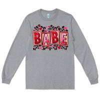 Heather Grey Valentine's Day babe Long Sleeve Tee - FaDigitalArtStudio