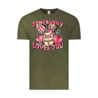 Vintage Olive Somebunny loves you Easter Day Vintage Tee - CowGirlArtShop