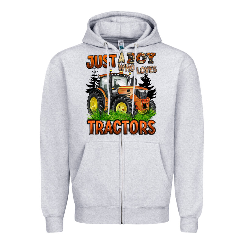 Just A Boy Who Loves Tractors Zipper Hoodie by BarkalooDesign | Teevron