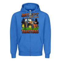 True Royal just a boy who loves tractors Zipper Hoodie - BarkalooDesign