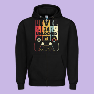Level 34 Unlocked Shirt Video Gamer 34th Birthday Gifts Tee T Shirt Zipper Hoodie Designed By Longcreatives
