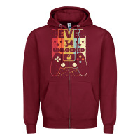 Burgundy level 34 unlocked shirt video gamer 34th birthday gifts tee t shirt Zipper Hoodie - longCreatives