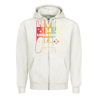 Oatmeal Heather level 34 unlocked shirt video gamer 34th birthday gifts tee t shirt Zipper Hoodie - longCreatives