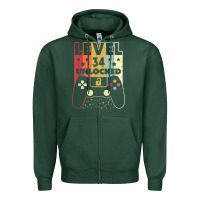 Sports Green level 34 unlocked shirt video gamer 34th birthday gifts tee t shirt Zipper Hoodie - longCreatives