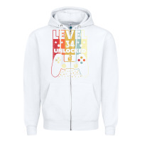 White level 34 unlocked shirt video gamer 34th birthday gifts tee t shirt Zipper Hoodie - longCreatives